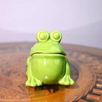 Adorno De Mesa Cerámico Rana Verde Ashtray Figura De Té Accesorio De Interiores Para El Hogar Decoración De Escritorio - details 7