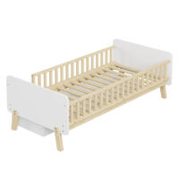 Cuna 90x190 con 2 cajones, cama individual de madera maciza con somier de láminas, blanco - details 5