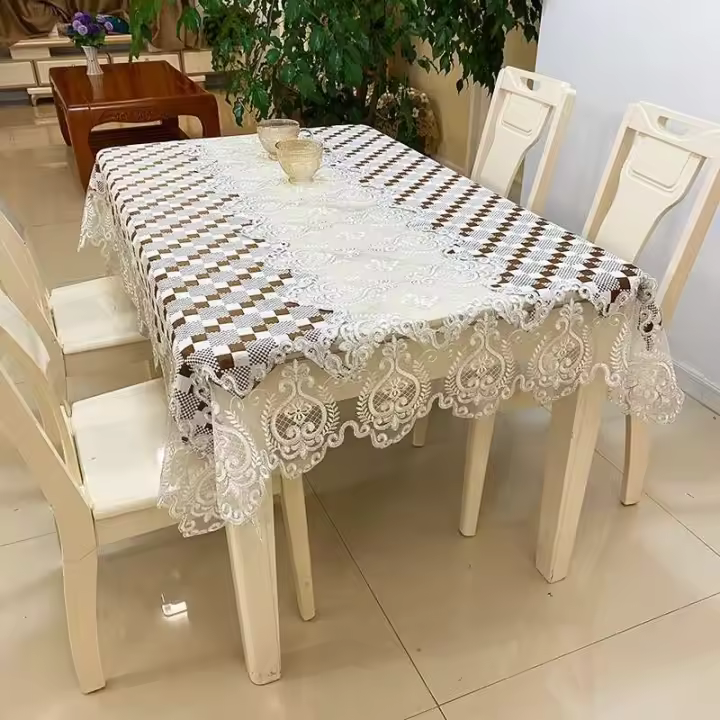 Mantel francés rectangular blanco, funda de papel triturado ENCE para mesa de comedor y cocina, decoración en color liso - 1