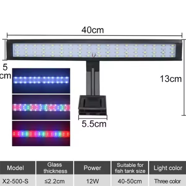 Luz LED para plantas de Pecera, lámpara de Clip para Cultivo, Coral Acuático, iluminación de Pecera, interruptor de 3 Colores, 220V, 10-55cm - 1