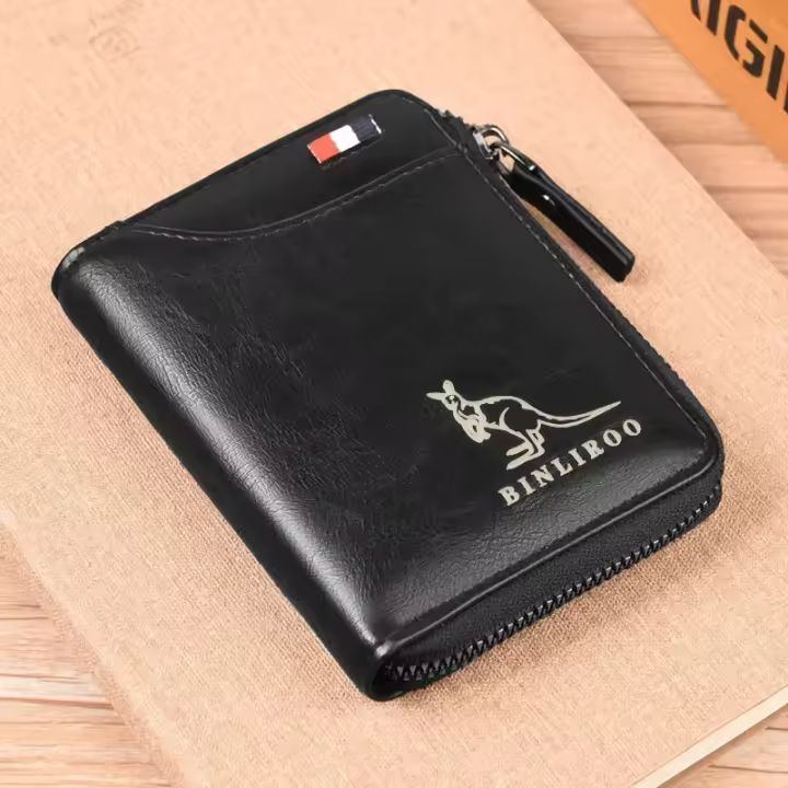 famgem Cartera De Cuero Para Hombre Lujo Monedero Con Bolsillo Para Monedas Y Tarjetas RFID Cierre De Cremallera Regalo Para Hombres Bolsa De Dinero - 1