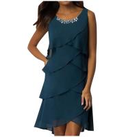 Vestido Maxi sin Mangas Elegante para Mujer Vestido Casual de Boda con Chaleco de Diamante - details 1
