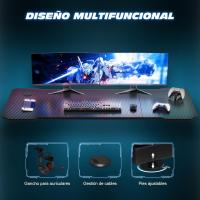 Mesa de Juegos Gamer Z Ergonómica Fibra de Carbono Negro 120 x 60 cm Ideal para Ordenador con Soporte para Auriculares - details 5