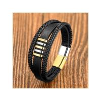 Pulsera de Cuero de Diseñador de Lujo en Acero Inoxidable Nuevo Para Hombre Italiano Encanto Punk Regalos de Vacaciones Compatible con la Piel - details 1