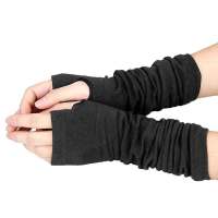 Guantes Sin Dedos De Punto Unisex De Hombre Mujer Mitones Largos Suave Cálido Cálido Invierno, Negro - details 5