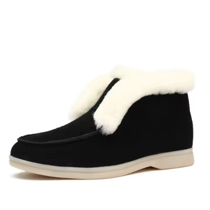 Nuevas botas de nieve de gran tamaño, zapatos de algodón para la nieve a la moda para mujer, zapatos cálidos de algodón de terciopelo, botas de algodón informales de barril corto - 1