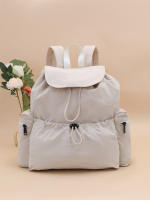 Mochila de moda Práctico diseño de cordón de gran capacidad Nicho casual y liviano hombres y mujeres pueden llevar mochila de tela lavada - details 3
