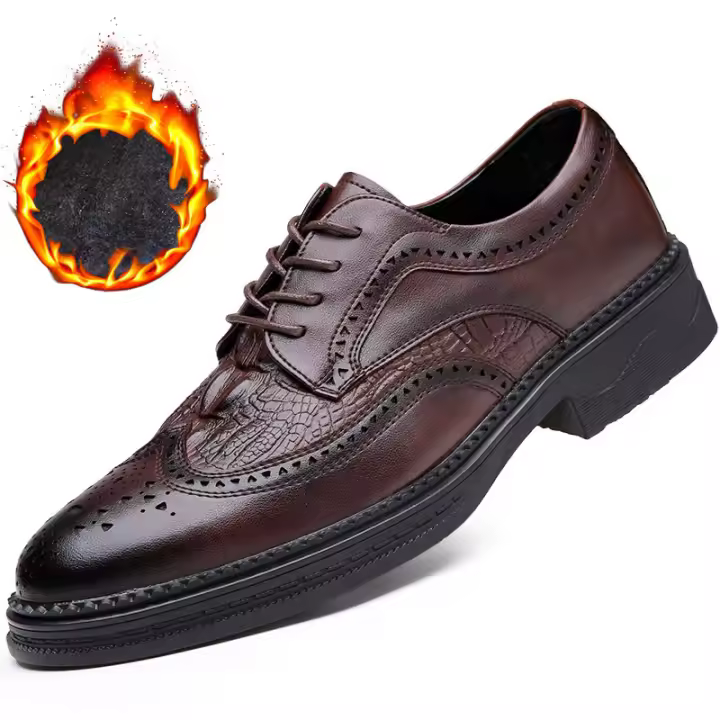 Zapatos de cuero versátiles para hombre, calzado informal de negocios, Brock, británico - 1