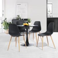 Juego de 4 sillas giratorias de ante para comedor con asiento acolchado, sillas de diseño para salón o cocina, con patas de metal negro, marrón - details 56