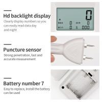 Medidor de punto de rocío de madera, higrómetro Digital con pantalla retroiluminada, probador de temperatura de humedad para pared de cuero textil - details 18
