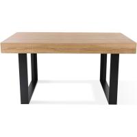 Mesa de comedor extensible rectangular para 6-10 personas, madera y negro, 160-200 cm - details 18