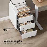 Archivador Móvil con Cerradura Cajonera con Ruedas para Archivos A4 Mueble Archivador Metálico para Oficina Blanco SK024ws - details 4