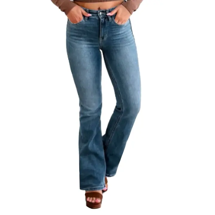 Vaqueros Claic informales para mujer, vaqueros holgados de talla grande a la moda con microcampaña, elegantes y elásticos - 1