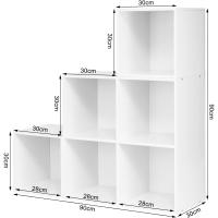 Estanteria Libreria con 6 Compartimentos, Estanteria de Almacenamiento de Madera, para Salon, Estudio y Oficina, Roble Claro, 90x30x90 cm - details 11