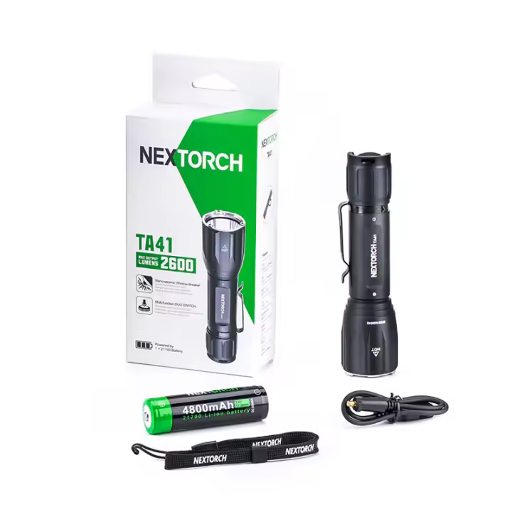 NEXTORCH Linterna Táctica TA41 para Caza con Interruptor Remoto y Montura para Lupa 2600 Lumens 272m Impacto Resistente al Agua IPX8 Batería Recargable de 21700 Aluminio Aleación Herramientas de Luz Táctica - 1