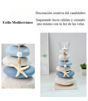 Adornos Decorativos de Candelabros de Piedra Estilo Mediterráneo Artesanías de Mesa de Exhibición de Estrellas del Mar de Madera Doble Color Opcional - details 4