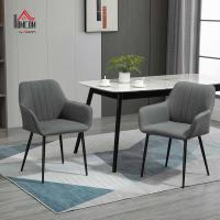 Pack de 2 Sillas de Comedor Sillas Decorativas Tapizadas en Lino Sillas de Cocina con Respaldo Reposabrazos y Patas de Metal para Salón 59,5x56,5x81 cm Azul - details 11