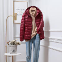 Chaqueta de plumón ultraligera con capucha para mujer, cálida y fina, talla grande - details 2