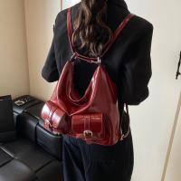 Mochilas con múltiples bolsillos de Color sólido estilo Y2K, bolso cruzado de cuero PU de gran capacidad, bolso de hombro, mochila para mujer - details 2