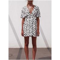 Vestido de playa de verano con cordones y botones estampados a la moda Ropa informal para mujer - details 7