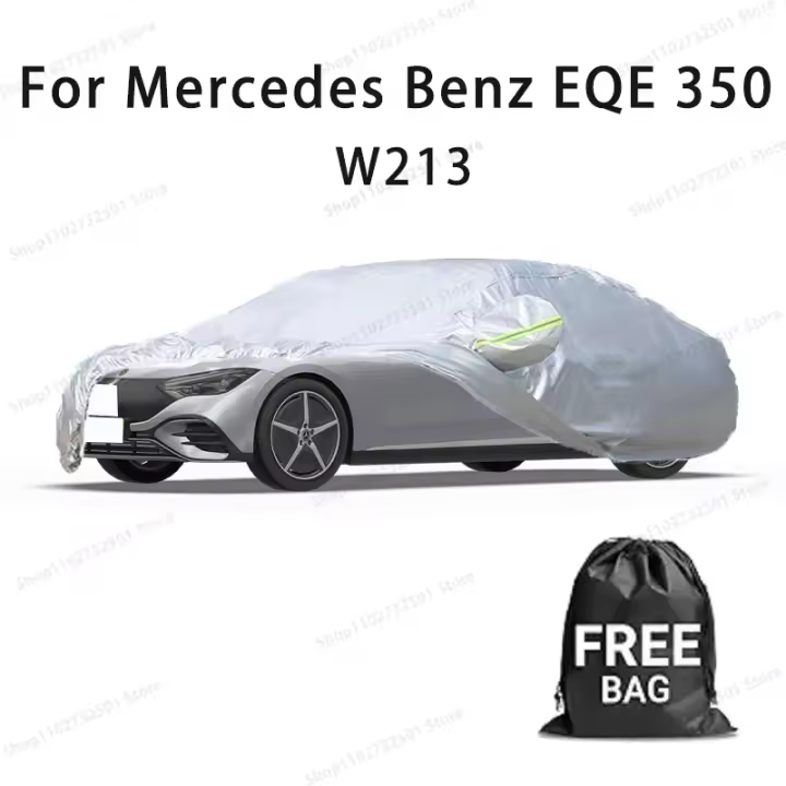 Funda para coche para Mercedes Benz EQE 350 W213, cubierta completa, impermeable, protección solar, resistente a los arañazos, accesorios para coches, color plateado - 1