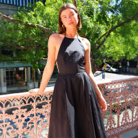 Sentido del diseño de verano para mujer de vacaciones en la playa, vestido de playa con tirantes sin espalda, vestido camisola de estilo francés - details 8