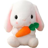 Conejo de Pascua de juguete suave, Animal de peluche con zanahoria, suave, encantador, realista, de orejas largas, de pie, rosa, (12,5 pulgadas/32cm) - details 3