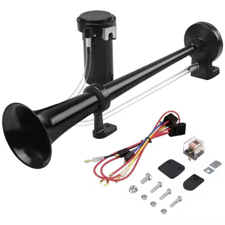 Bocina de tren de 150Db y 24V para camión, bocina de aire de camión de trompeta única, para vehículos de 24V, tren, coche, barco, camión, 17 pulgadas - 1