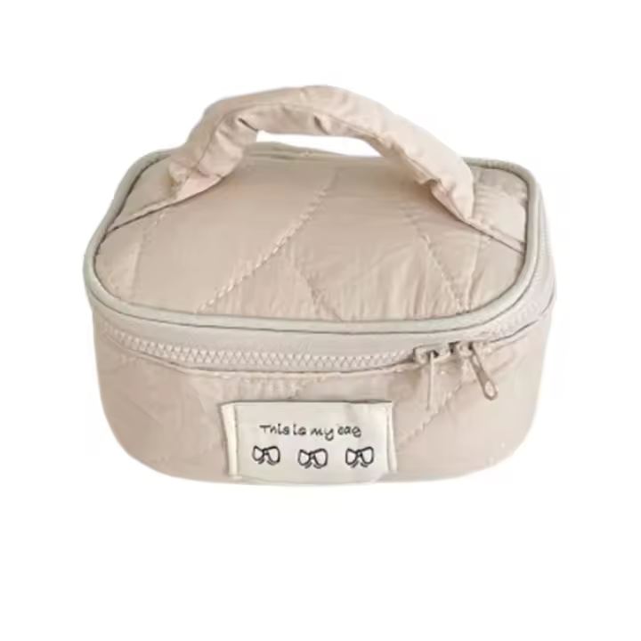 Bolsa de almacenamiento de cosméticos creativa multifuncional INS con asa, bolsa de maquillaje de mano, estuche de cosméticos con cremallera de gran capacidad para mujer - 1