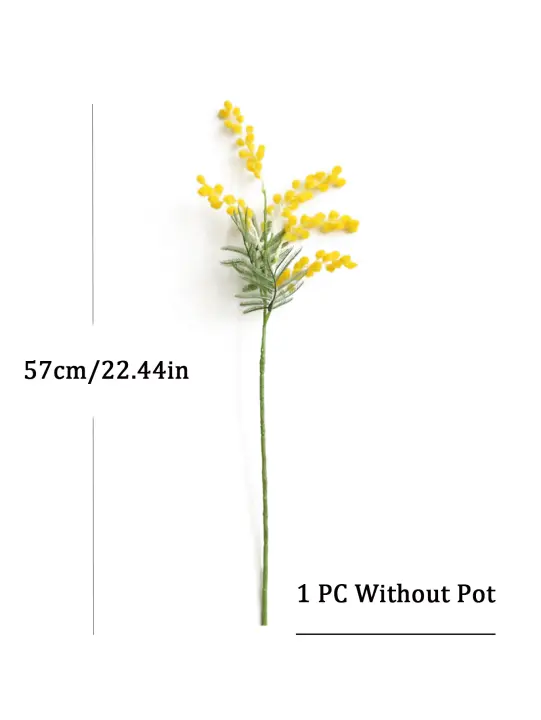 Flores artificiales de Mimosa para decoración del hogar, plantas falsas de Acacia, guirnalda de plantas de Palma falsa, estambre, decoración de boda, 57cm, 1 unidad/5 piezas - 1