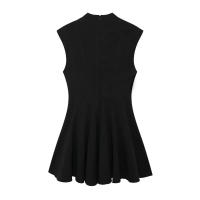 TRAFZA-vestido plisado con cremallera en la espalda para Mujer, minivestido de fiesta informal, sin mangas, liso, elegante - details 7