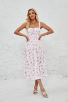 Vestido midi de satén con tirantes finos para mujer, abertura frontal, hueco - details 70
