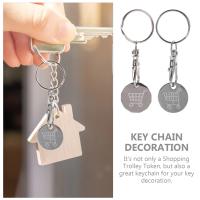 Llaves de Acero Inoxidable Pequeño Colgante de Moneda de Metal con Carrito de Compras 4 Pcs - details 4