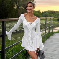 Vestido de Cautiva con Escote Profundo V Blanco Manga de Playa de Otoño a la Moda - details 4