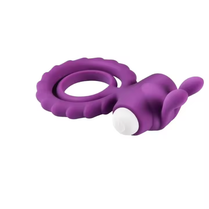 Leten-anillo vibrador para parejas, retardante de eyaculación, erección, anillos dobles vibratorios con Orejas de conejo, mejora los juguetes sexuales para hombres - 1