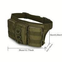 Riñonera de camuflaje táctico verde militar, bolsa de cintura impermeable perfecta para aventura al aire libre, 1 unidad - details 1