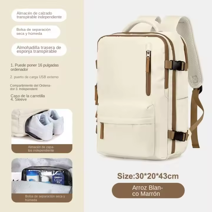Mochila de viaje multifuncional para negocios para niñas, clasificación seca y húmeda, gran capacidad, impermeable. - 1