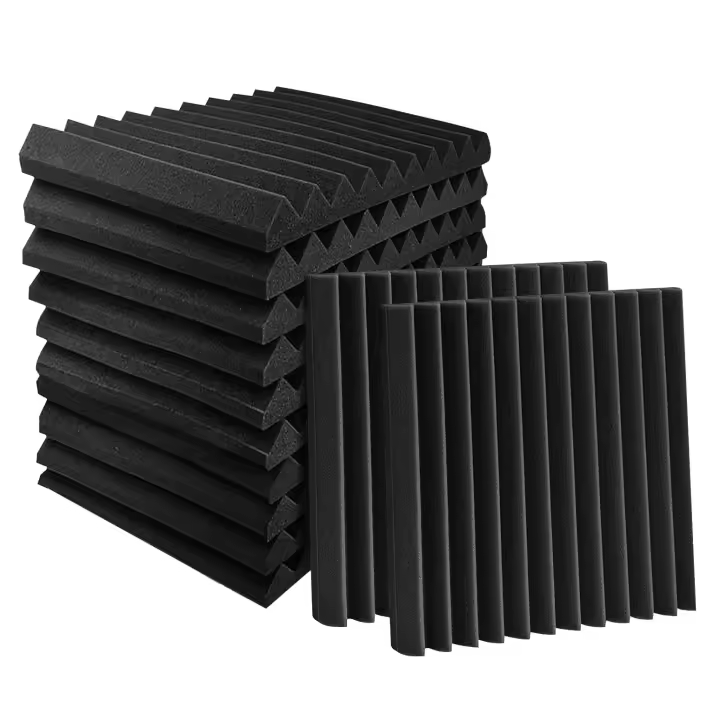Paneles de espuma acústica, paquete de 24 cuñas, 1x12x12 pulgadas, azulejos absorbentes de sonido para estudio, grabación de techo - 1
