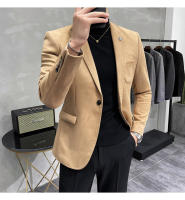 Traje de Abrigo de Piel de Ciervo de Alta Calidad Ajuste Delgado, Moda de Negocios Casual, Botón Único - details 9