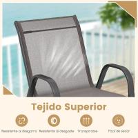 2/4 Sillas Jardín Exterior Apilables, Sillas Terraza Exterior con Tejido Transpirable Patio Playa 56 x 70 x 84 cm, Carga 150 kg (2, Gris, Grande) - details 7