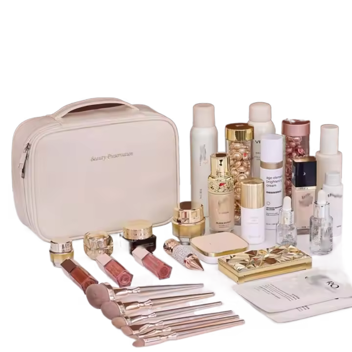 Bolsa cuadrada de cuero PU para cosméticos, bolsa de maquillaje impermeable desmontable, bolso, organizador de artículos de tocador, bolsa de viaje para lavado - 1