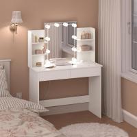 Espejo LED Ajustable Mesa Tocador con Regleta Enchufes 2 Cajones y 4 Estantes Tocador 90x40x135 cm - details 3