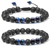 Pulseras de piedra natural para hombre y niño, 0,315 pulgadas, ojo de tigre, ágata mate, de roca de lava, regalos de cumpleaños, aniversario, día de San Valentín, para novio o marido - details 3