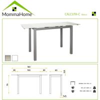 Mesa de Cocina Extensible Moderna Material Cristal Templado/Metal Blanco/Plata 100/140 x 60 x 76 cm - details 2
