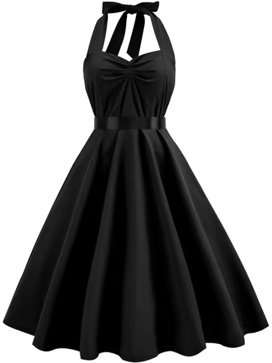 Women big swing casual party 50s 60s halter vintage dresses - 1
