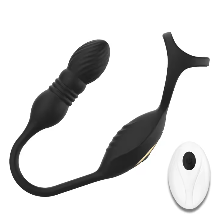Vibrador Anal Estimulación de la Próstata, Hombres 10 Modos de Vibración Anillo para el Pene Vibradores Anales con Control Remoto, Anillo de Silicona para el Pene Consolador Anal Plug Vibración Juguetes Sexuales Eróticos, para Pareja, Hombre - 1