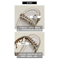 Estilo famoso sandalias de suela plana zapatos de mujer 2025 verano nuevo conjunto de borla de perlas sandalias romanas de suela plana con punta - details 0