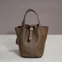 Moda cuero genuino kraft bolsa de almuerzo, bolsa de cubo boca, canasta de comida - details 13