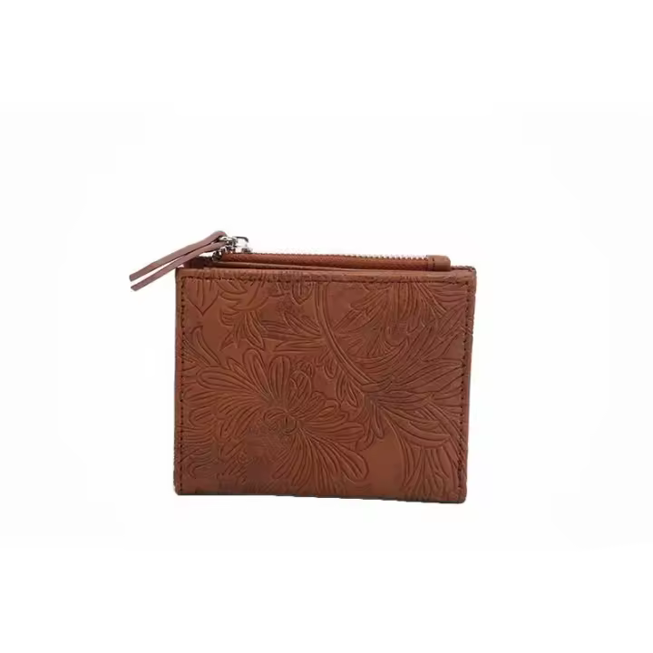 Cartera para mujer emed con flores y hojas, monedero, cartera corta para mujer, mochila de lujo de alta gama - 1