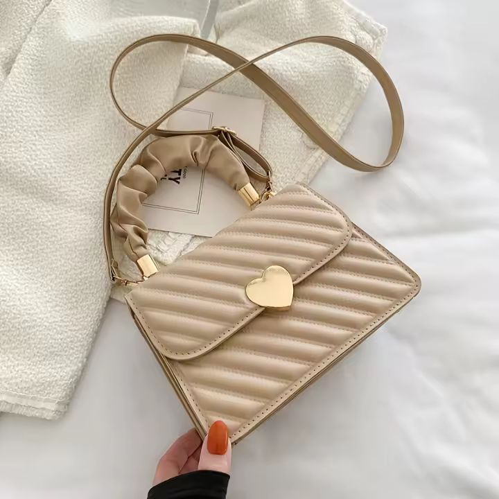 Bolso de hombro cuadrado con botón en forma de corazón, bolso de mano versátil para desplazamientos informales para mujer, bolsos únicos, bolso bandolera, regalos para novia, día de San Valentín, artículos esenciales de viaje - 1